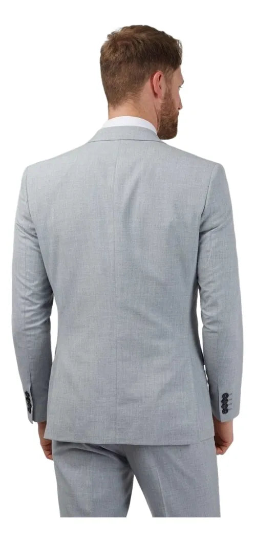 Terno Italiano Slim Cinza Claro Microfibra