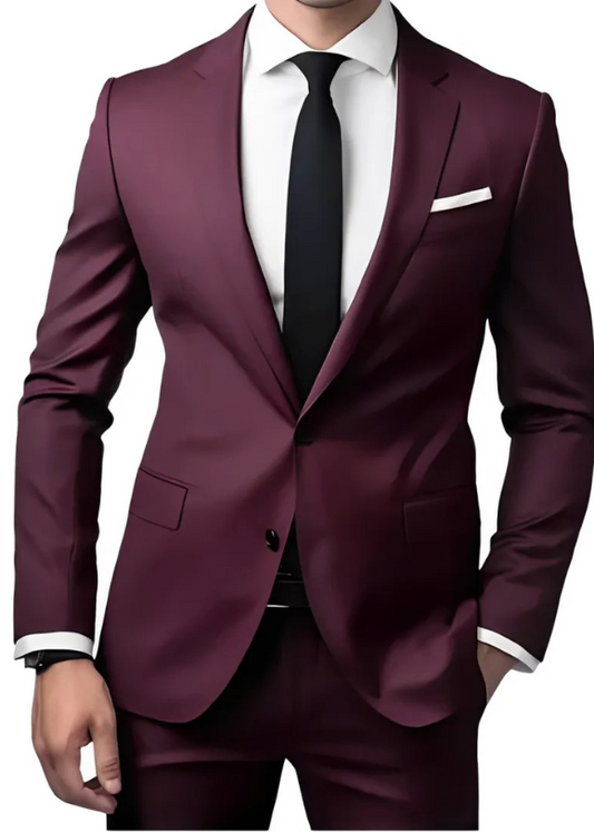 Terno Italiano Slim Vermelho Bordo Oxford