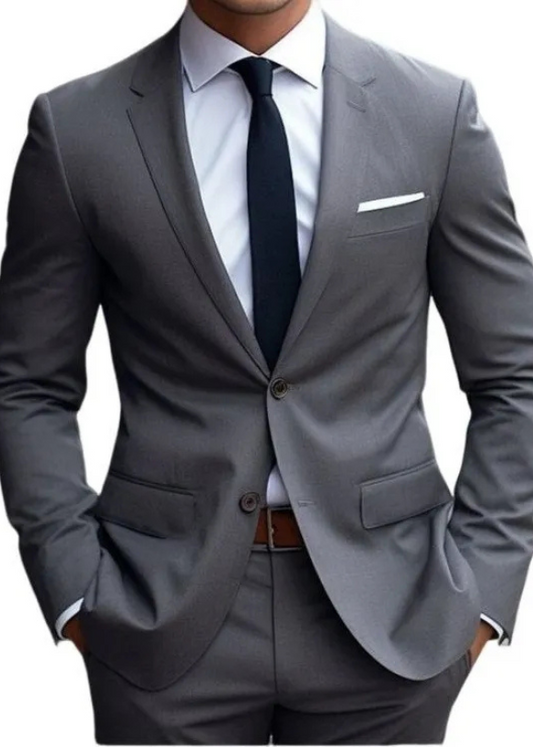 Terno Italiano Slim Cinza Oxford