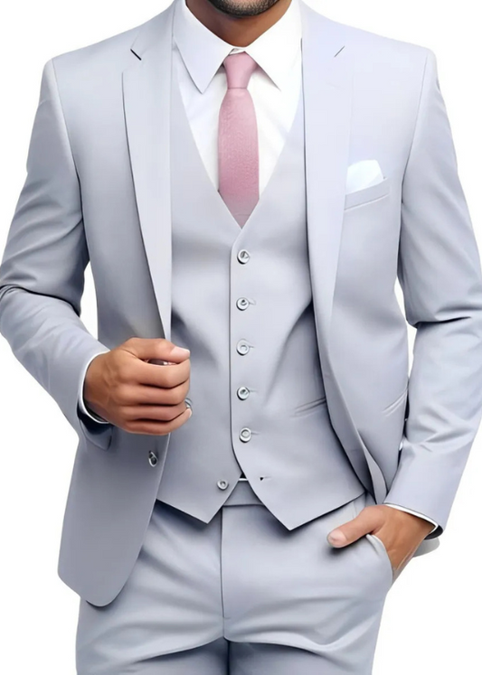 Terno Italiano Slim Cinza Claro Oxford