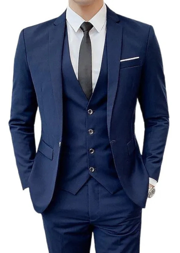Terno Italiano Slim Azul Marinho Oxford