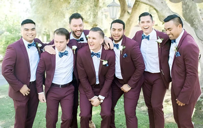 Terno Italiano Slim Vermelho Bordo Oxford